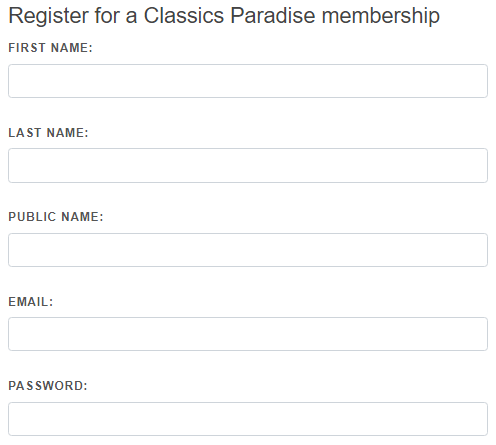 Register as Calssics Paradise member
