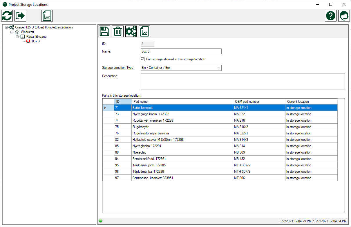 Storage location management