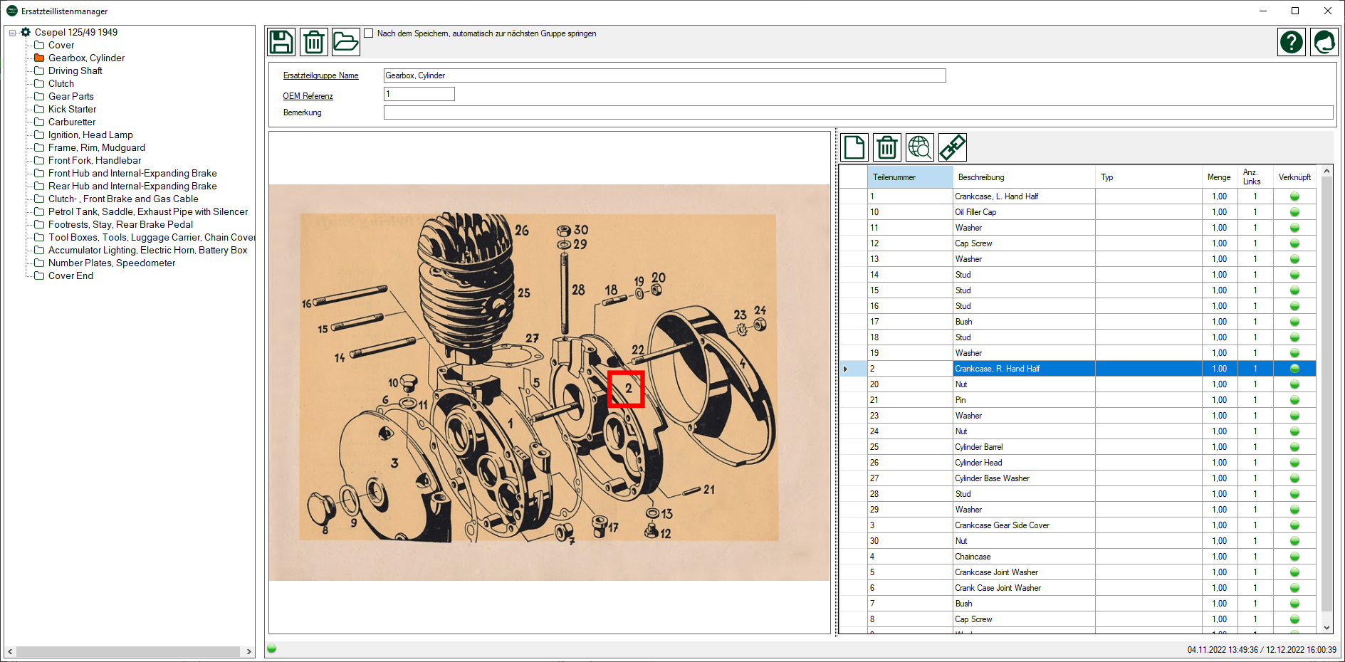 Teilelisteneditor