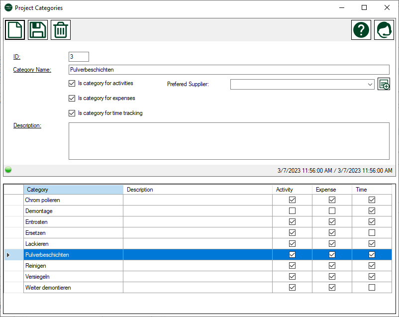 project categories